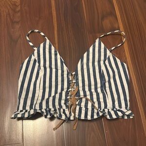 Blue life Blue Stripe Crop Top Size Large